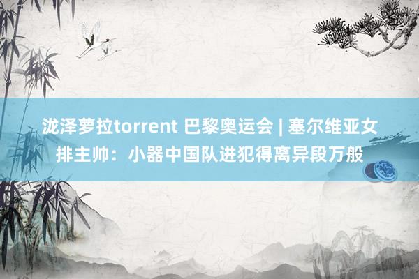 泷泽萝拉torrent 巴黎奥运会 | 塞尔维亚女排主帅：小器中国队进犯得离异段万般