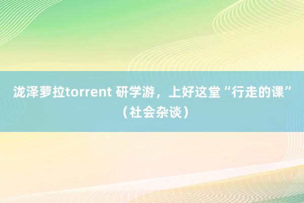 泷泽萝拉torrent 研学游，上好这堂“行走的课”（社会杂谈）