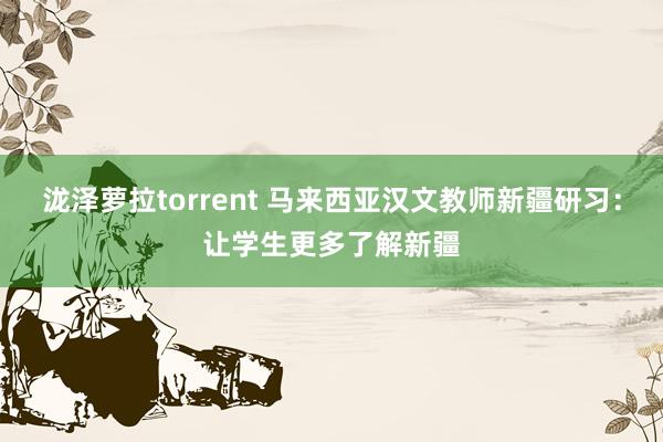 泷泽萝拉torrent 马来西亚汉文教师新疆研习：让学生更多了解新疆