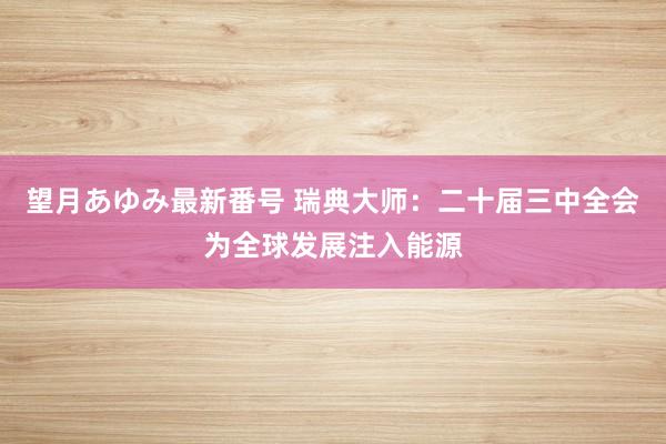 望月あゆみ最新番号 瑞典大师：二十届三中全会为全球发展注入能源