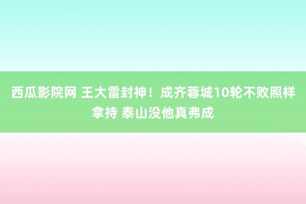 西瓜影院网 王大雷封神！成齐蓉城10轮不败照样拿持 泰山没他真弗成